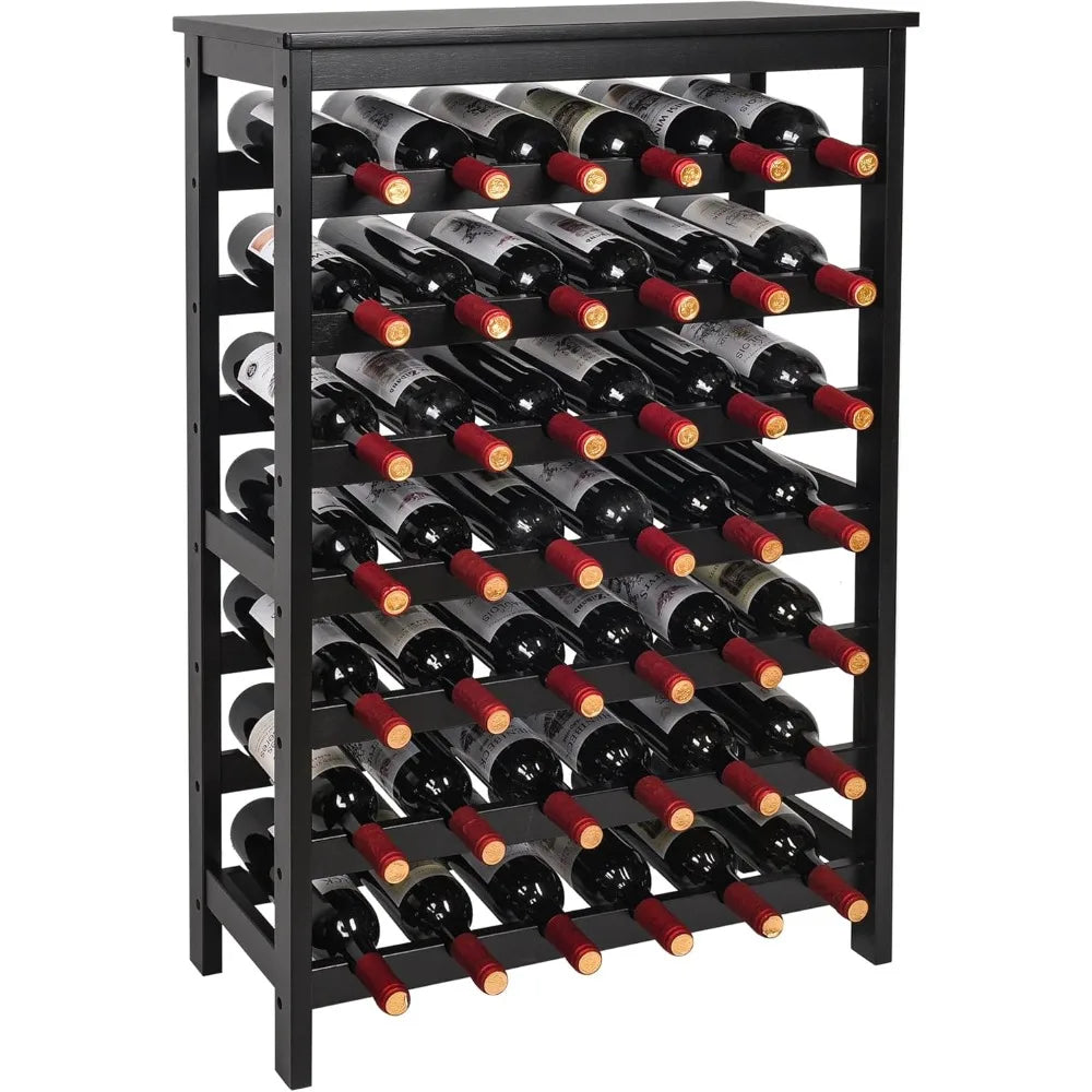 42 Bottles Bamboo Wine Rack, 7-Tier Wine Rack Freestanding Floor with Table Top, Wine Storage Shelf for Kitchen Dining Roo