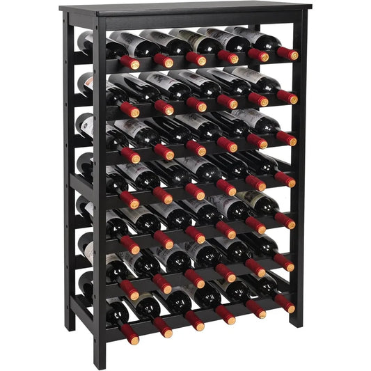 42 Bottles Bamboo Wine Rack, 7-Tier Wine Rack Freestanding Floor with Table Top, Wine Storage Shelf for Kitchen Dining Roo