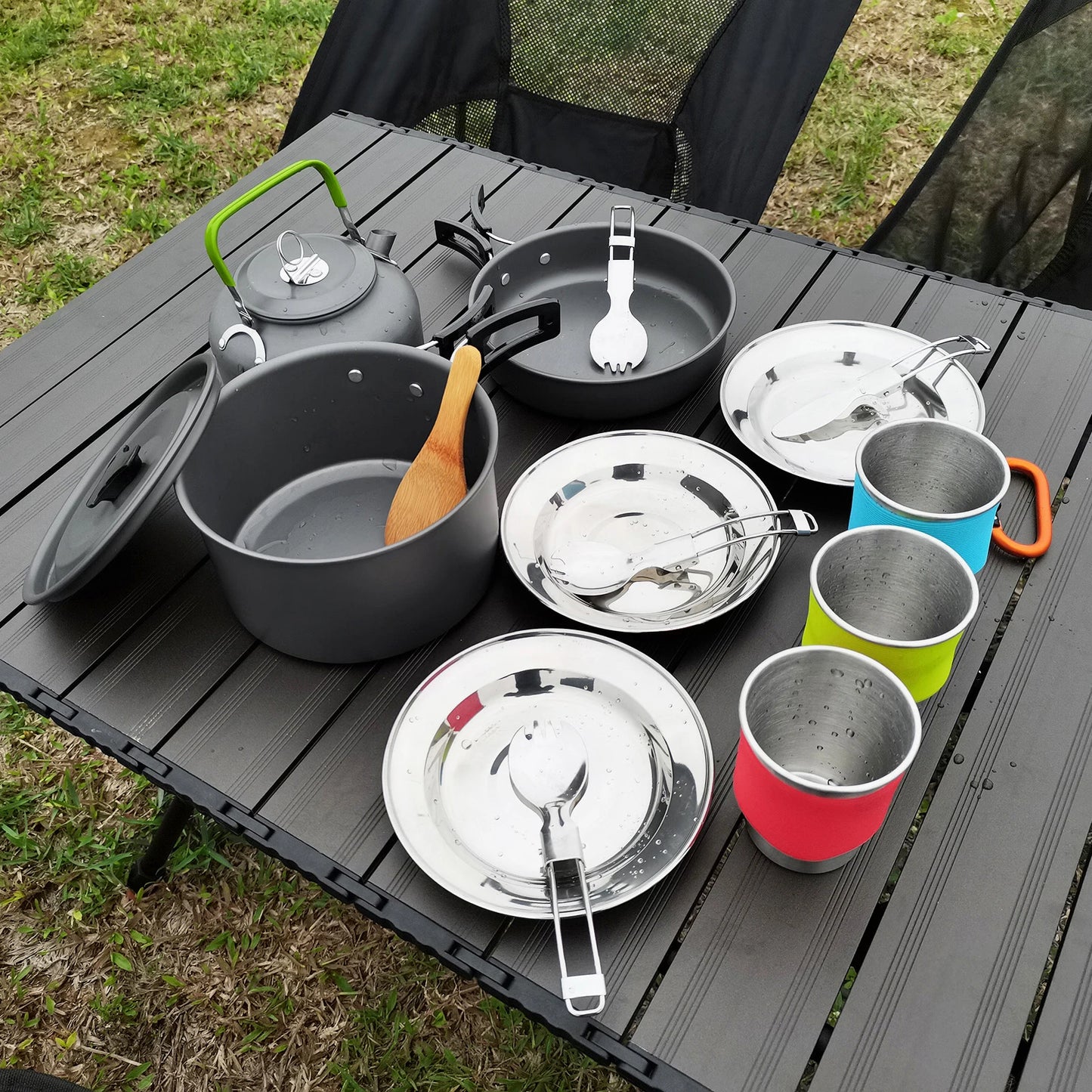 Backpacking Cookware TOMSHOO Outdoors Camping Pot Set Portable Aluminum Cookware Set