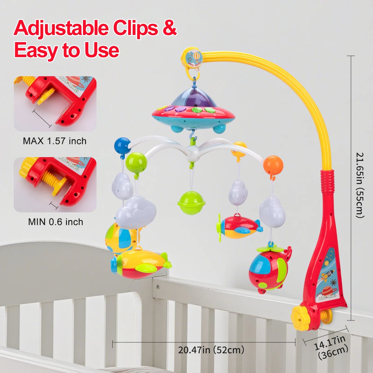 Musical Baby Crib Mobile with 108 Melody Lights Projection for Infants Remote Control Crib Toys for Newborn Mobile for Crib Toys