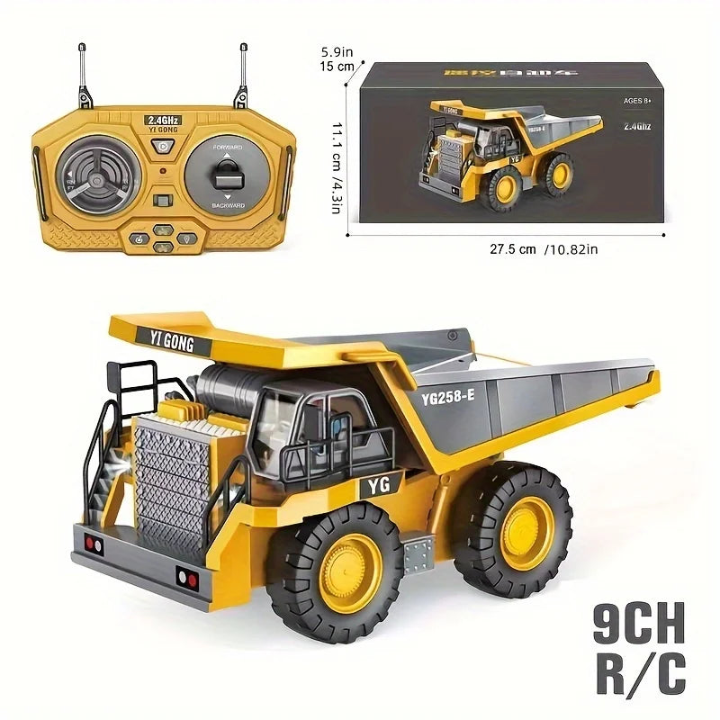 9CH RC engineering dump truck toy heavy-duty crane simulation car outdoor activity toy hybrid crane remote control car children'