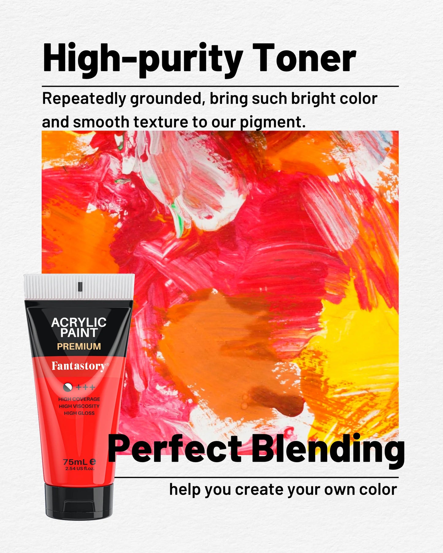 Acrylic Paints 20 oz, 8 Pack(6 Red & 2 White) Acrylic Paint Tubes, Premium Thick Craft Paints for Painting, Professional Artists