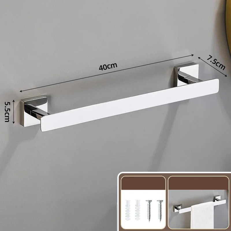 Matte Black Bathroom Accessories Set Wall Mount Towel Bar Towel Ring Roll Paper Holder Robe Hook Stainless Steel Hardware Set