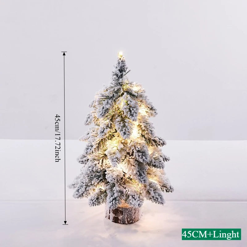 45/60 CM High Christmas Tree with PVC Snowflakes Flocked Tabletop Decor Tree for Home Office Party Holiday Christmas Decorations
