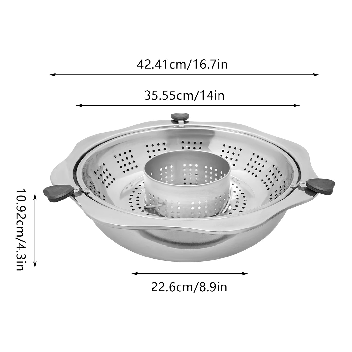 Large Capacity Hot Pot Hot Pot Shabu Shabu 36cm Rotary Hot Pot with Divider Lifting Hot Pot Heat Resistance Widened Edges