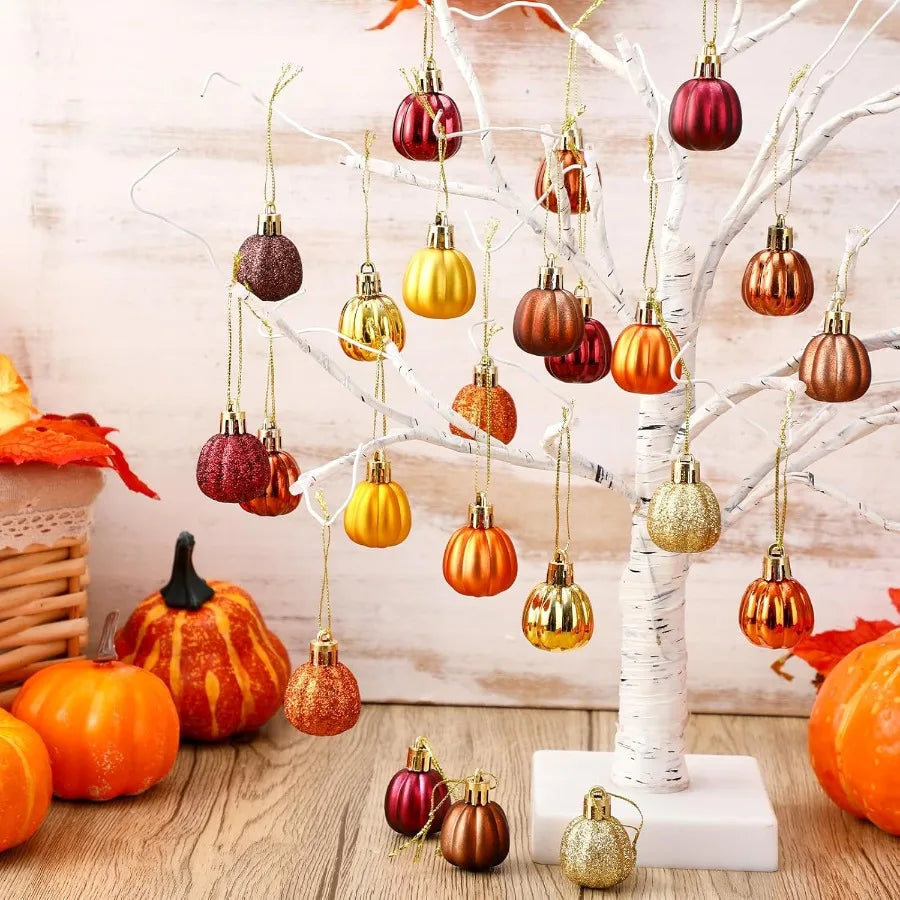 36 Pcs Fall Pumpkin Hanging Ornament Thanksgiving Tree Decorations Mini Pumpkin Ball Decorations Farmhouse Fall Orna