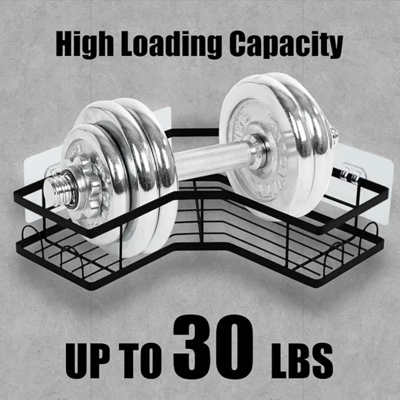QYQRQF Adhesive Corner Shower Caddy No Drilling Stainless Steel Storage Rack with Hooks for Bathroom Rustproof Space Saving