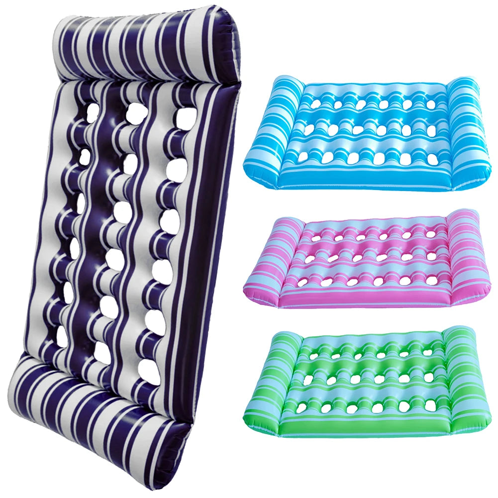 Inflatable Floating Bed Portable Inflatable Water Sleeping Bed Foldable Floating Lounger Air Mattress for Swimming Pool Party