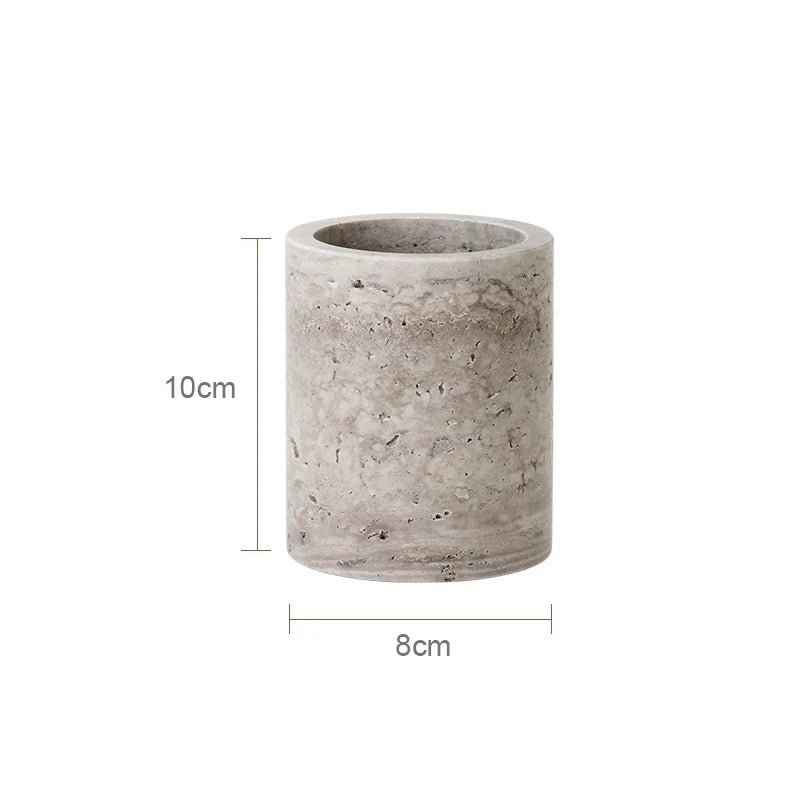 Travertino Grigio Bathroom Set Antique Natural Marble Soap Dispenser Reed Diffuser Soap Holder Tray Bathroom Accessories