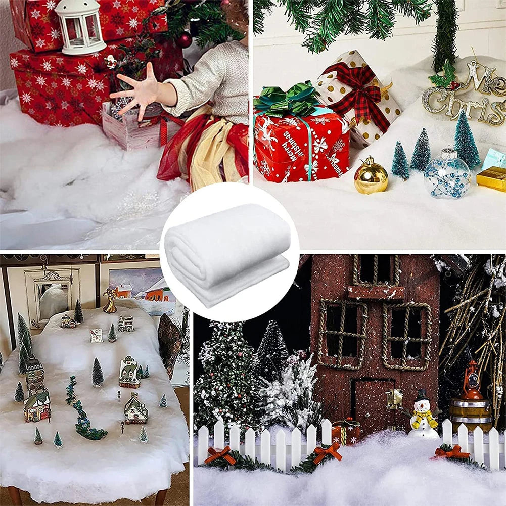 1-5PCS Artificial Christmas Snow Roll White Snow Mat Snow Blanket Soft Cotton Prop for Tree Xmas Village Backdrop Tree Decoratio