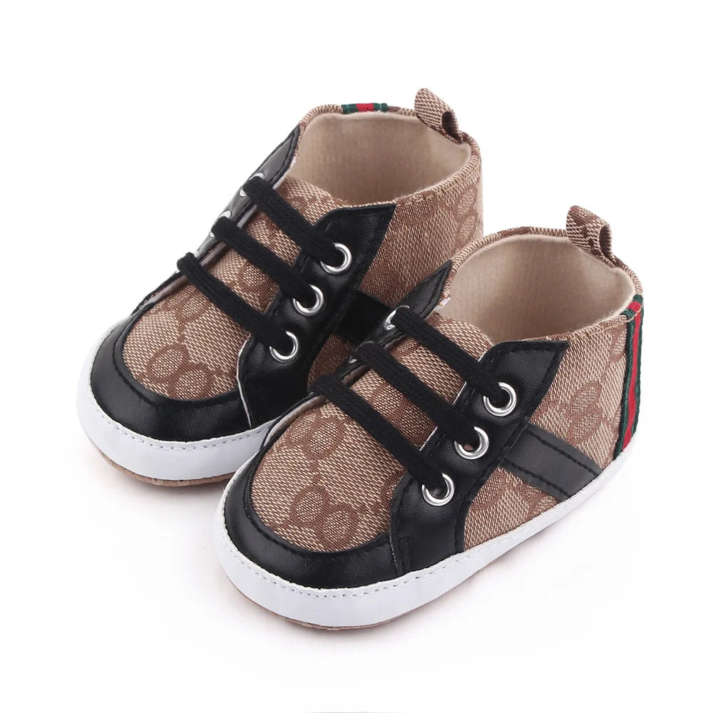 Newborn Baby Shoes Casual High Top Fashion Design Non-slip Sneakers  Boys Soft Sole Non-Slip Toddler Outdoor Shoes First Walkers