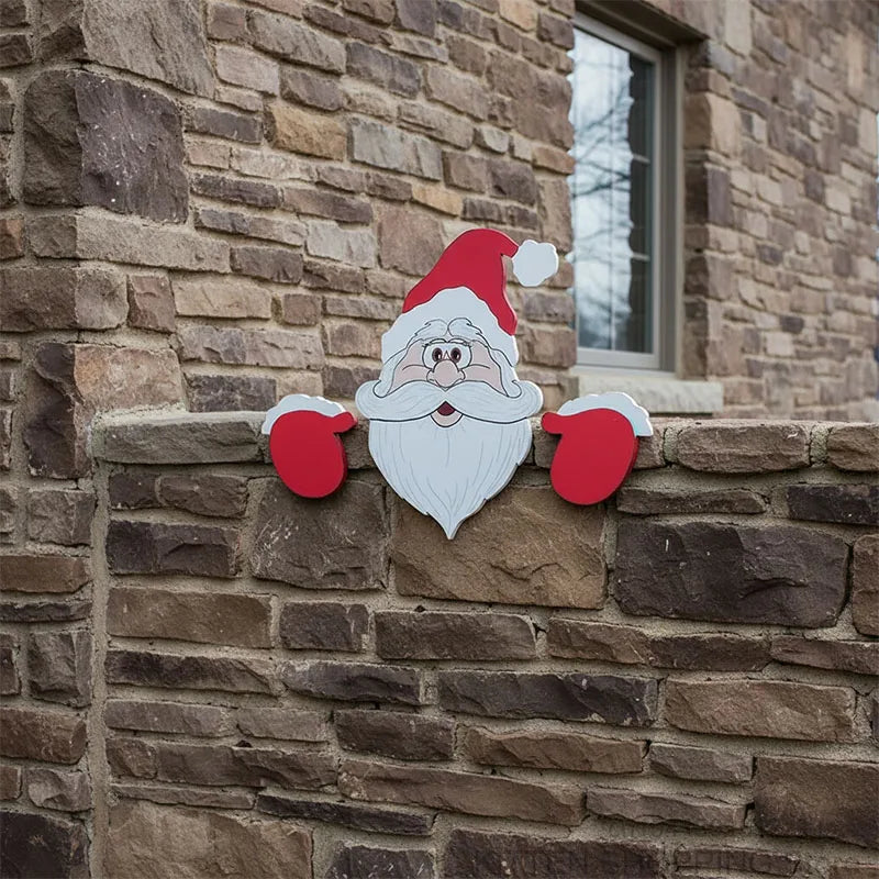 Santa Clause Snowman Reindeer Peeker Yard Decor, Christmas Peeker Fence Decor, Festive Christmas Decorations for Home Garden