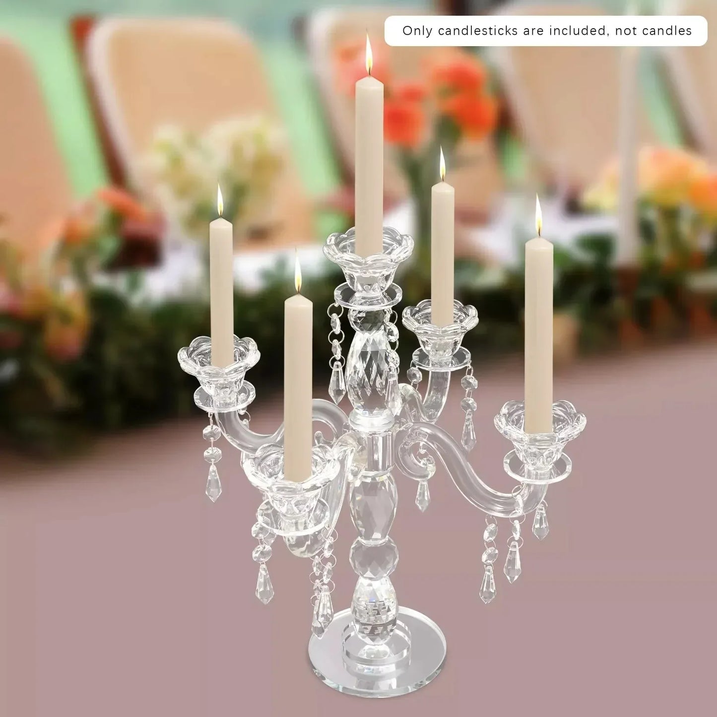5 Arm Crystal Candle Centerpieces Candle Holder With 5 Heads Candle Holder Decorations