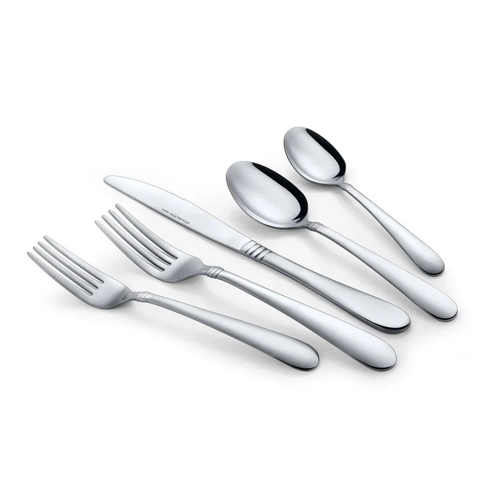 20 Piece Stainless Steel Flatware Set Dining Includes Knives Forks Spoons Salad Teaspoons Elegant Durable Complete Cutlery Set