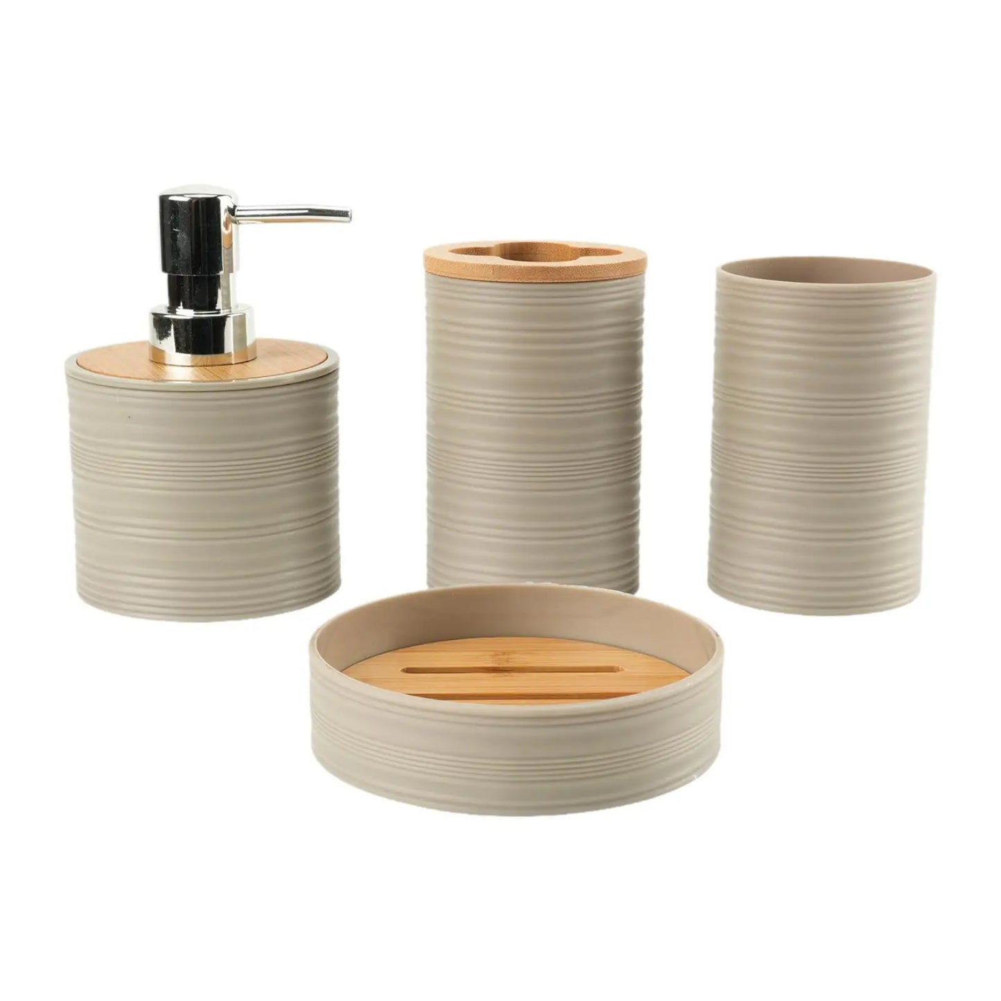 4pcs Bamboo Bathroom Supplies For Bathroom Washing Bathroom Storage Rack Toothbrush Holder Set Mouthwash Cup Vanity Bathroom