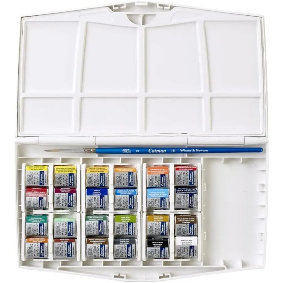 Cotman Watercolor Paint Set Studio Set 24 Half Pans for Professional Artists and Enthusiasts Ideal for Landscape Painting Sketc