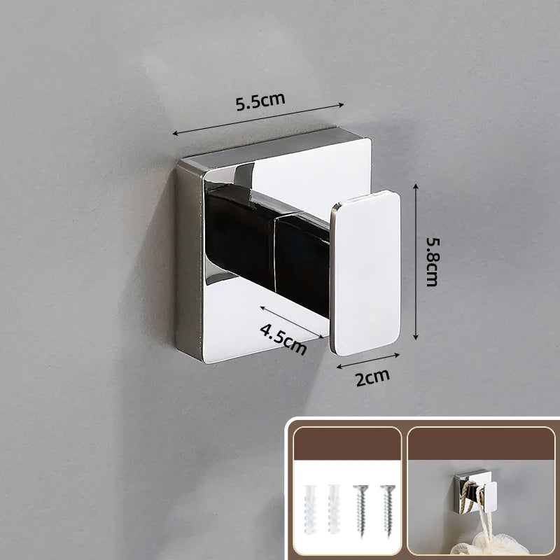 Matte Black Bathroom Accessories Set Wall Mount Towel Bar Towel Ring Roll Paper Holder Robe Hook Stainless Steel Hardware Set