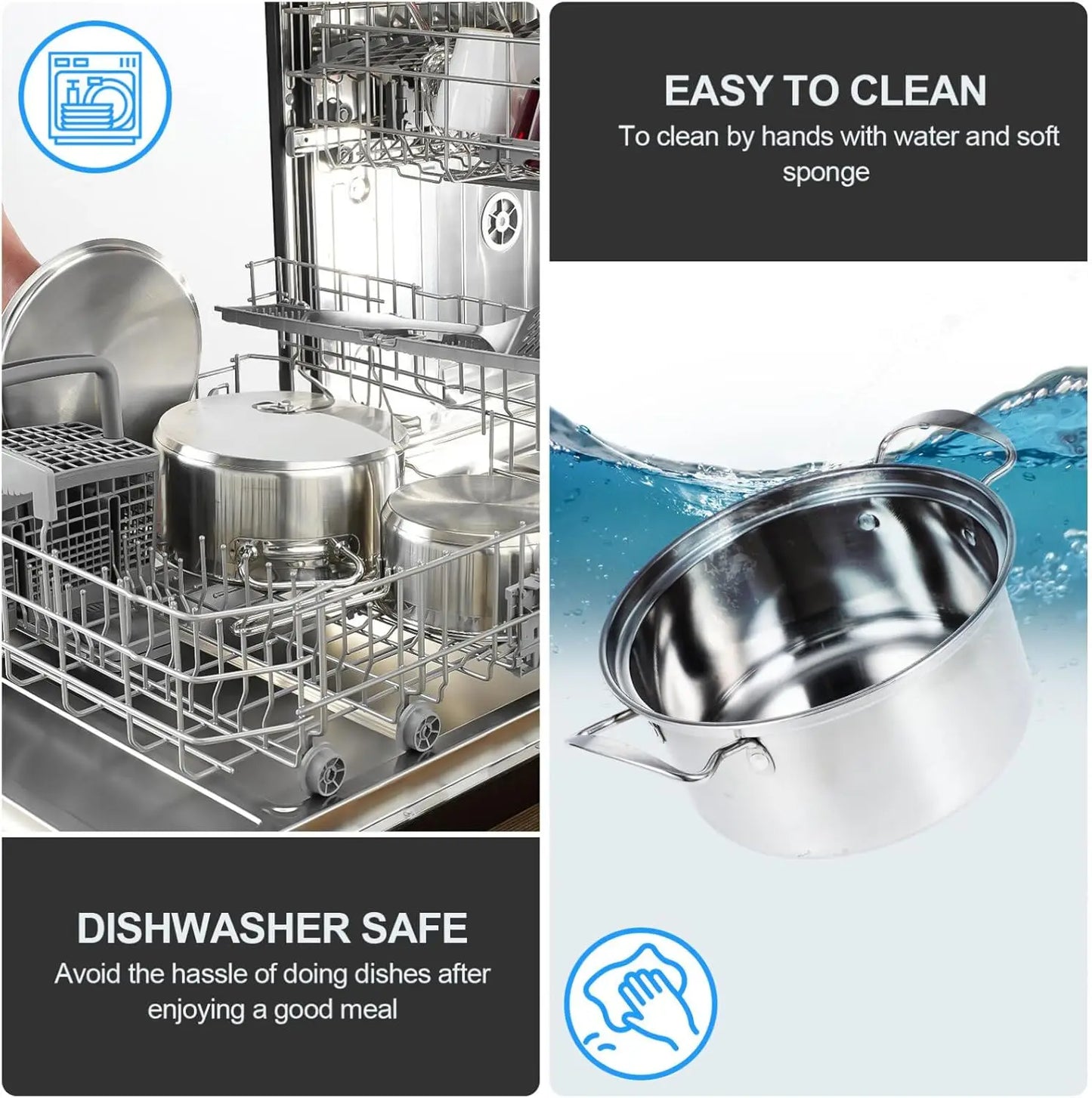 15-Piece Stainless Steel Cookware Set: Non-Stick Pan Set, Skillet, Stew Pot, Wok Multifunctional, Stylish, Outdoor Cookware Set