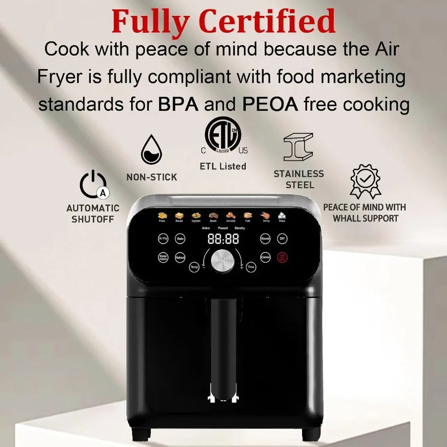 6.2QT Air Fryer Oven with LED Digital Touchscreen for Home Kitchen Use 12 Preset Cooking Functions Including Air Frying Baking