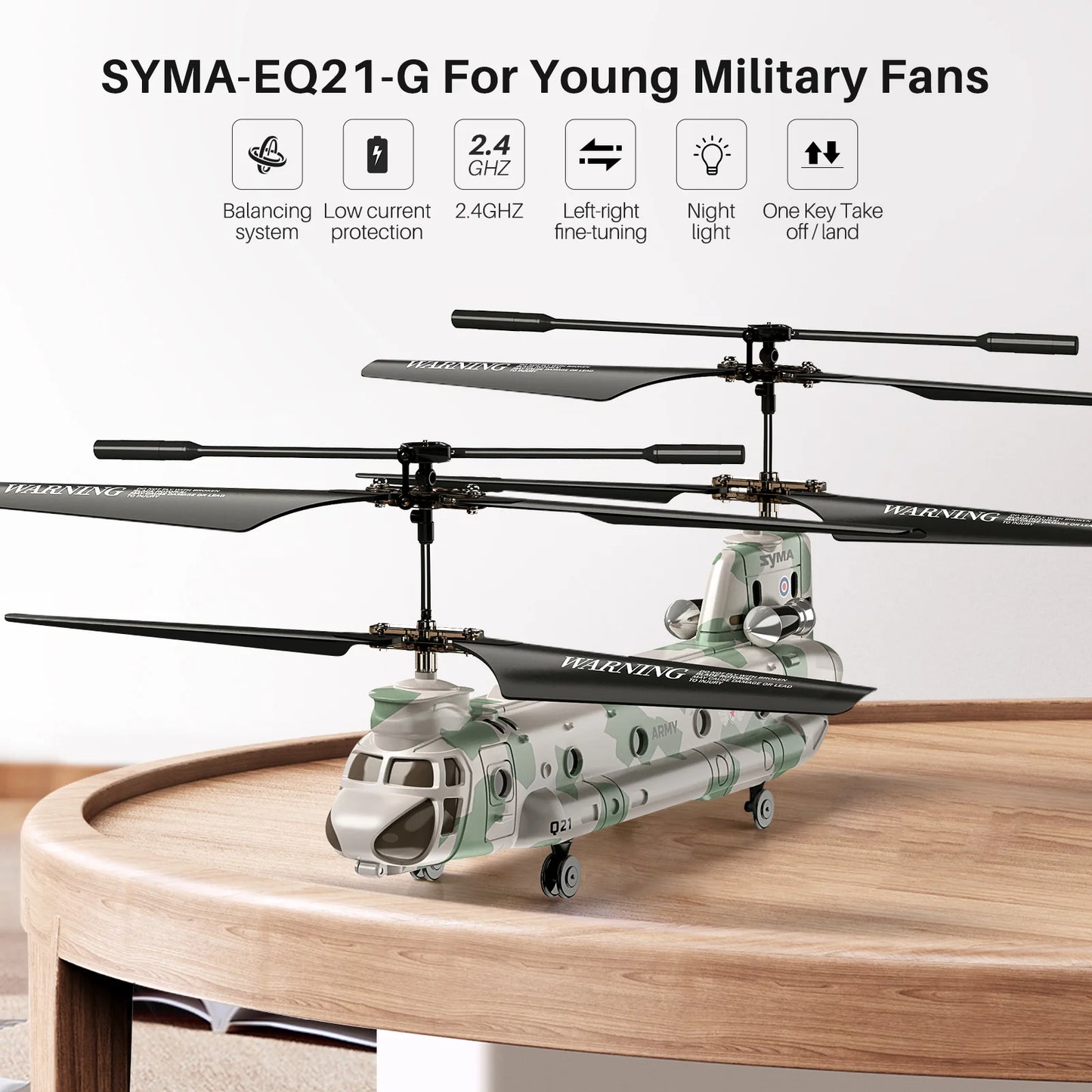 SYMA RC Helicopter Toy, Remote Control Helicopter Q21 Aircraft with Altitude Hold, One Key Take Off/Landing, CH-47 Chinook Toys