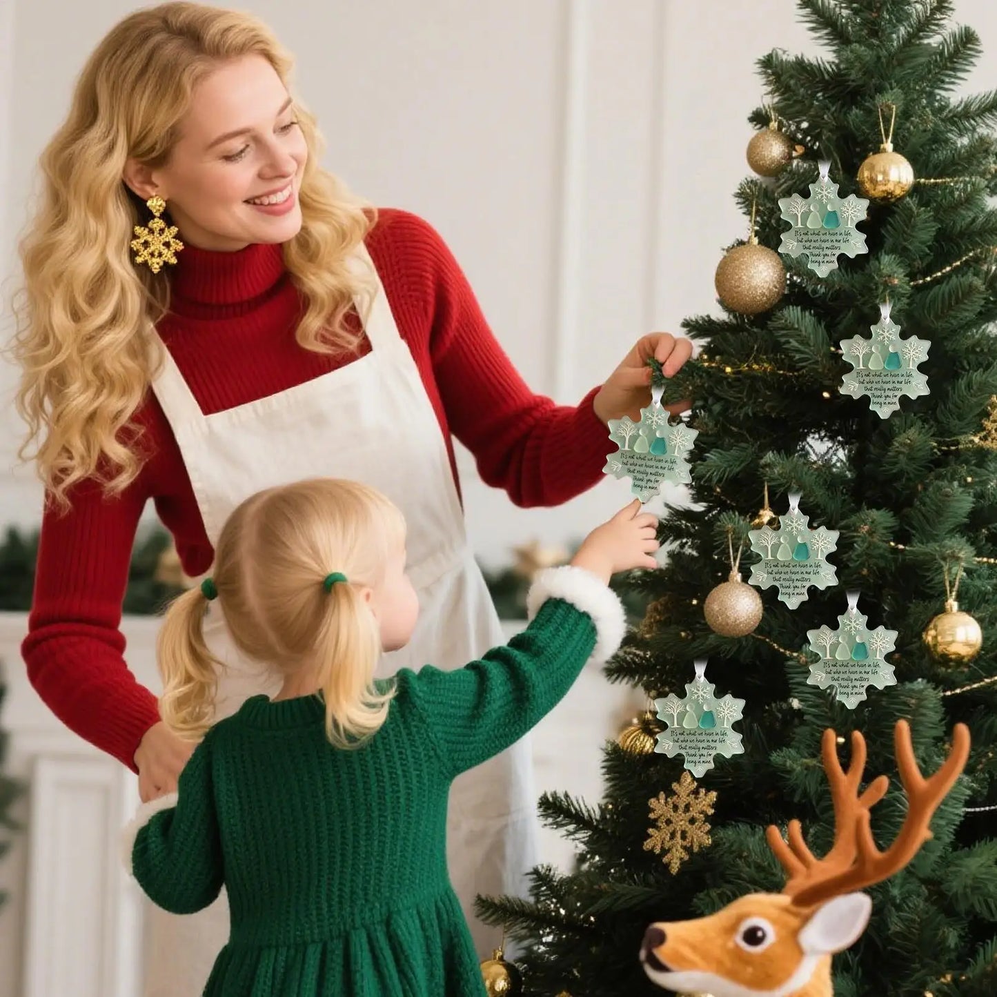 christmas tree Decorations Festive Friendship 2D Flat Acrylic Pendant Snowflake Wreath Ornament For Home Holiday Interior