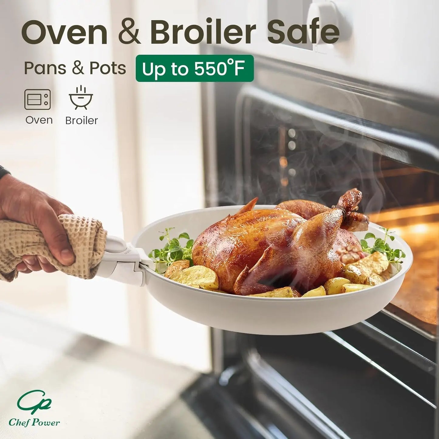 19-Piece Ceramic Nonstick Cookware Set with Detachable Induction-Safe Handles Dishwasher and Oven Safe Kitchen Appliances