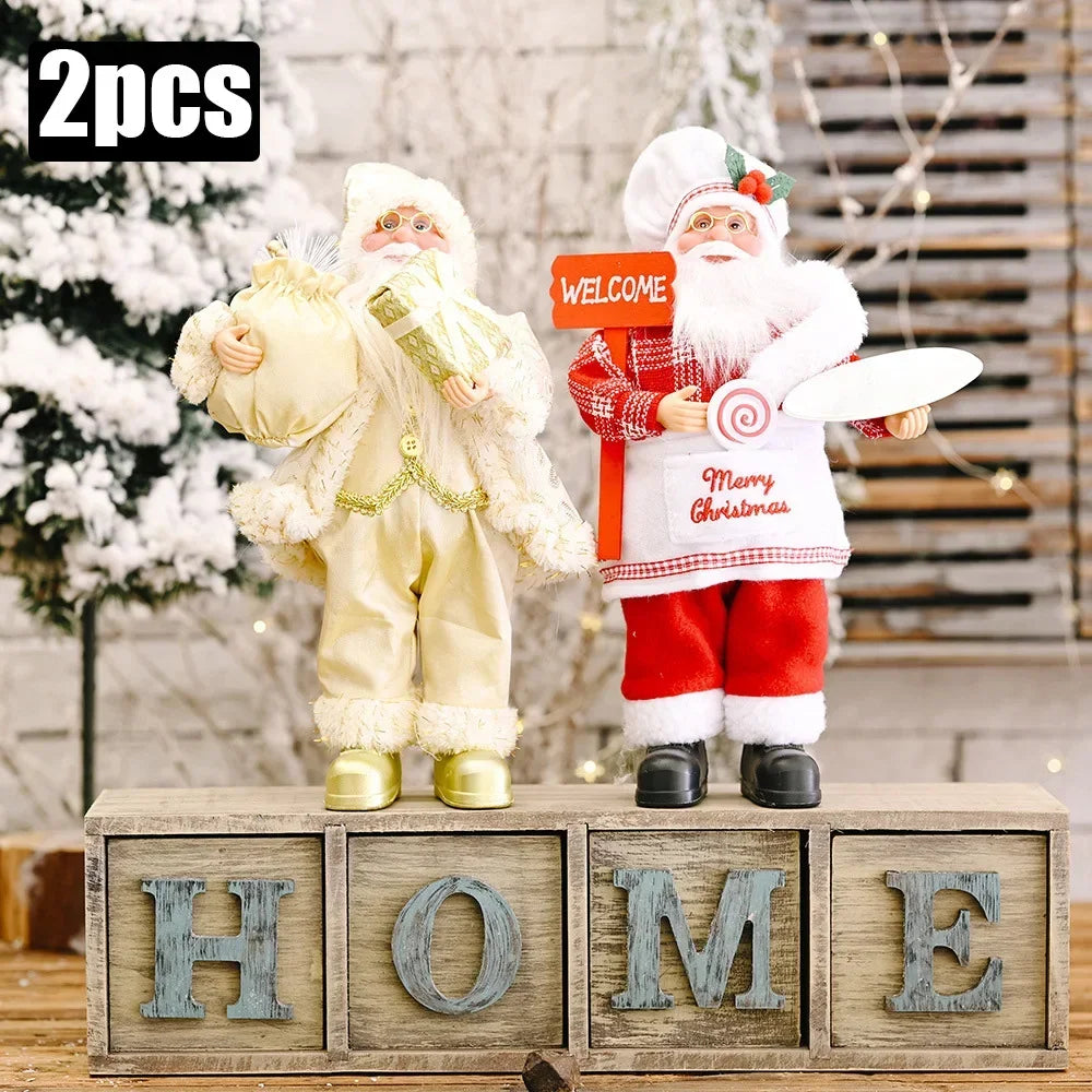 1~4PCS 2025 Christmas Decoration for Home Santa Claus Plush Doll 30cm Navidad Party Decor Xmas Ornaments New Year Gift