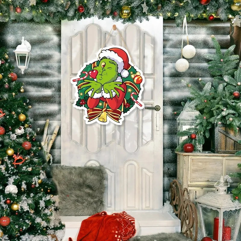 Holiday Whoville Door Hanger - Welcome Christmas Sign for Front Entry, Xmas Decorations Inspired by Dr Seuss Home & Party Decor