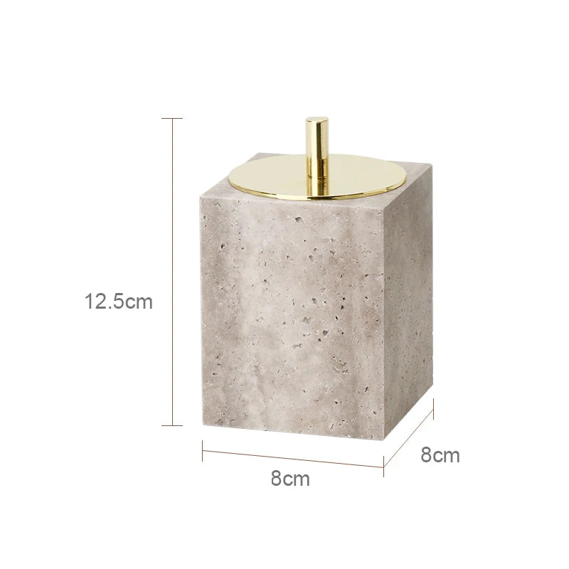 Travertino Grigio Bathroom Set Antique Natural Marble Soap Dispenser Reed Diffuser Soap Holder Tray Bathroom Accessories