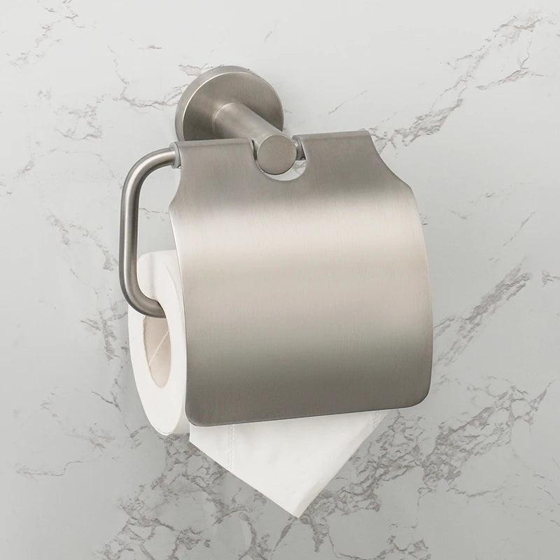 Brushed Nickel Bathroom Accessories Towel Bar Hooks Towel Rack Shelving Roll Paper Holder Toilet Brush Soap Dish Glass Shelf