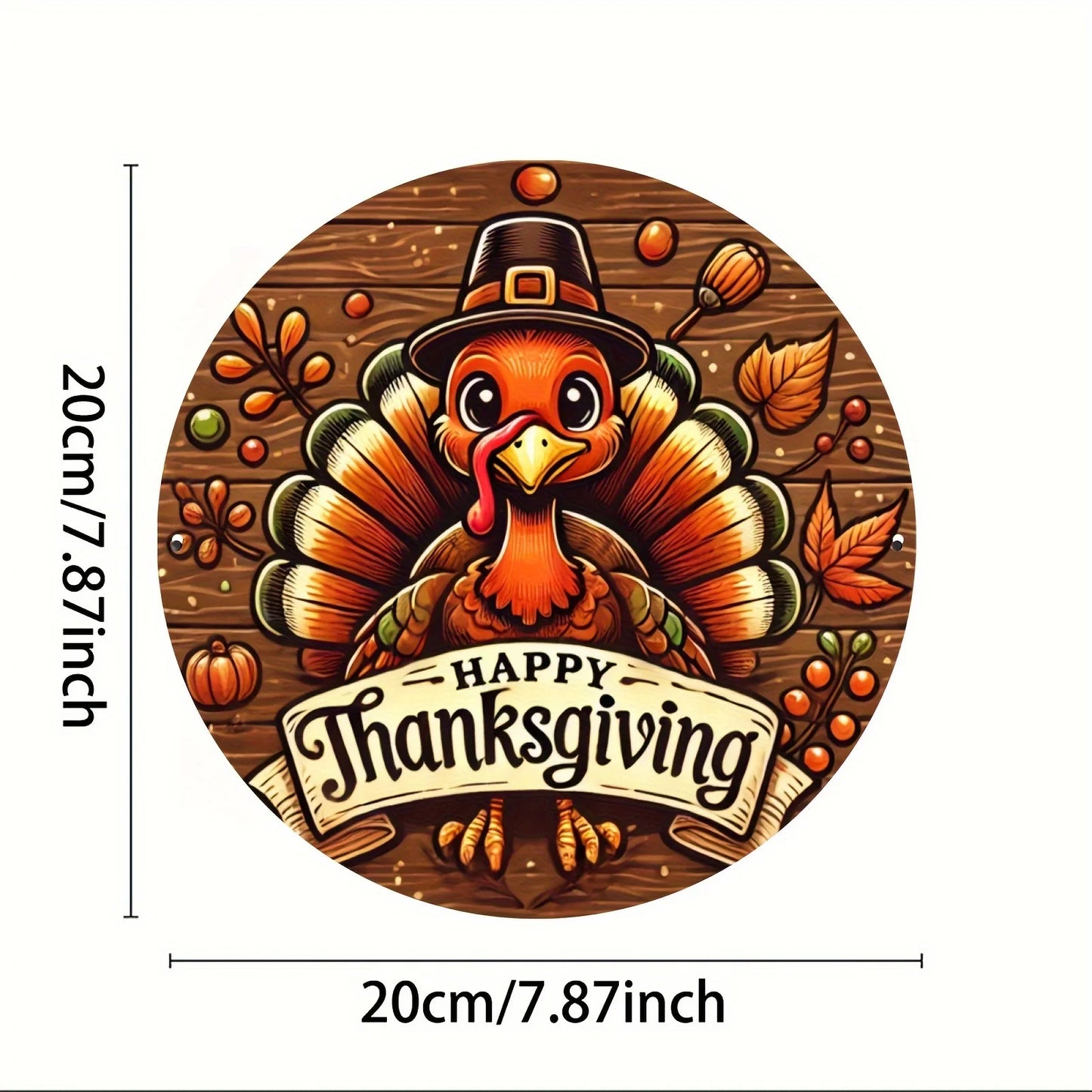 Home/Cafe/Bar Thanksgiving Wall Decor – 1pc Aluminum Alloy Art with Whimsical Turkey, Autumn Leaves & Pumpkins