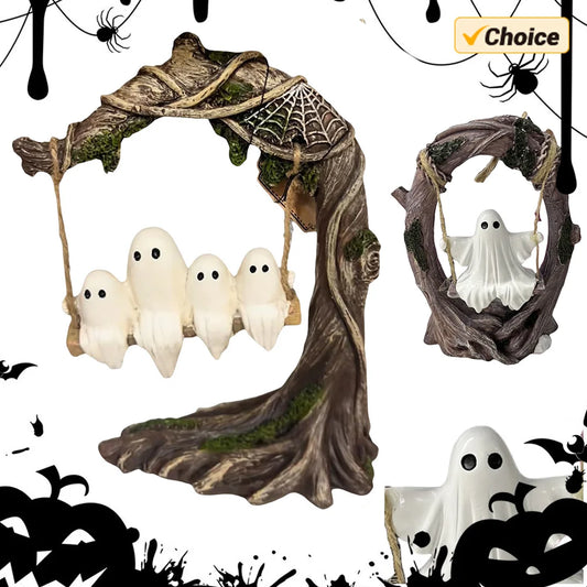 Halloween Figurine Lovely Vintage Ghost Decorations Ghost Cute Spooky MultiPurpose on Tree Swing Statue for Decor Party Tabletop
