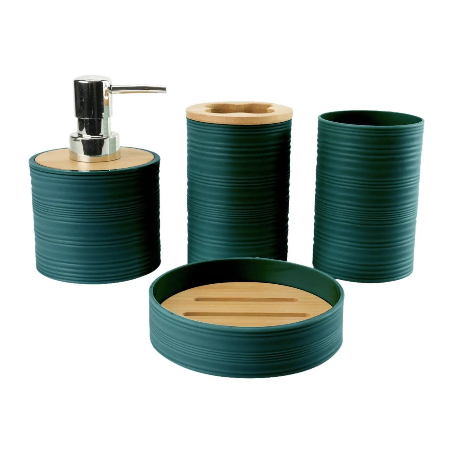 4pcs Bamboo Bathroom Supplies For Bathroom Washing Bathroom Storage Rack Toothbrush Holder Set Mouthwash Cup Vanity Bathroom