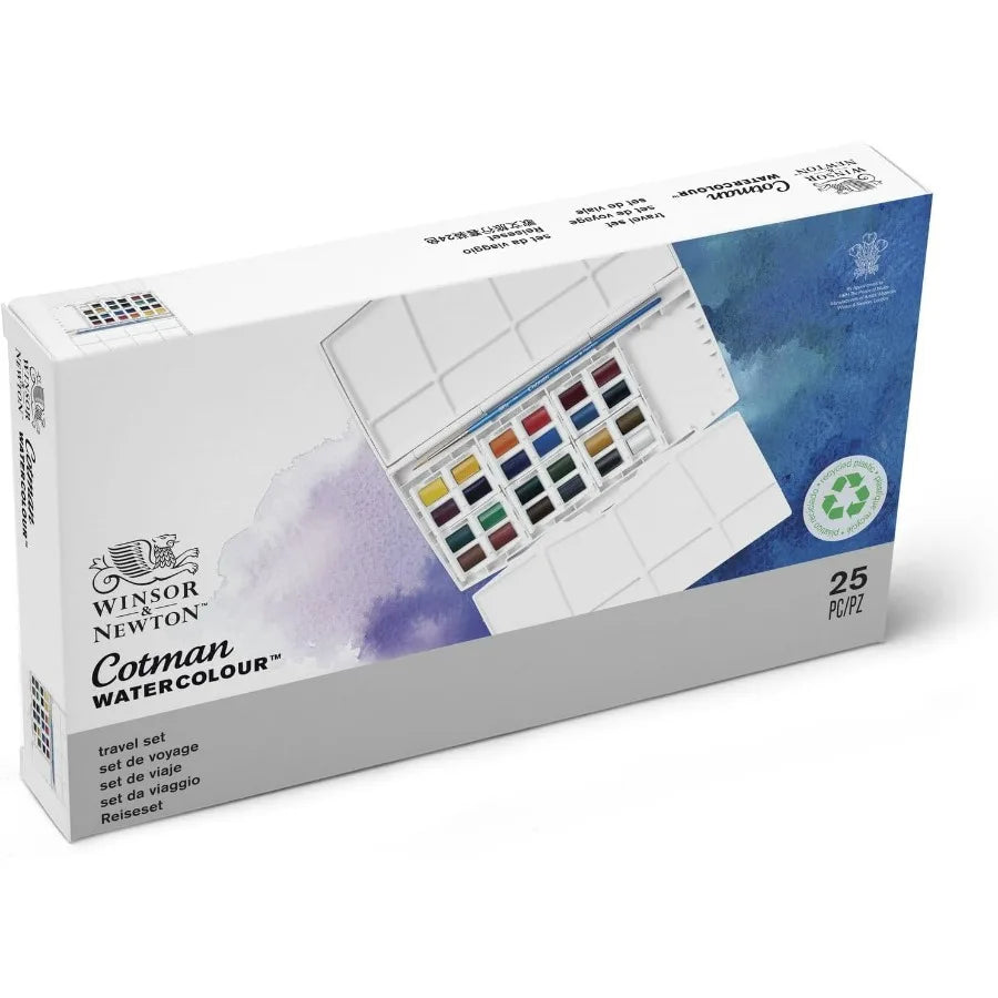 Cotman Watercolor Paint Set Studio Set 24 Half Pans for Professional Artists and Enthusiasts Ideal for Landscape Painting Sketc