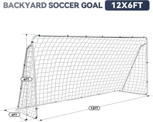 Portable Soccer Goal for Backyard,12x6 / 10x6.5 / 8x5 ft Kids Adults Soccer Net and Frame for Home Backyard Practice Training