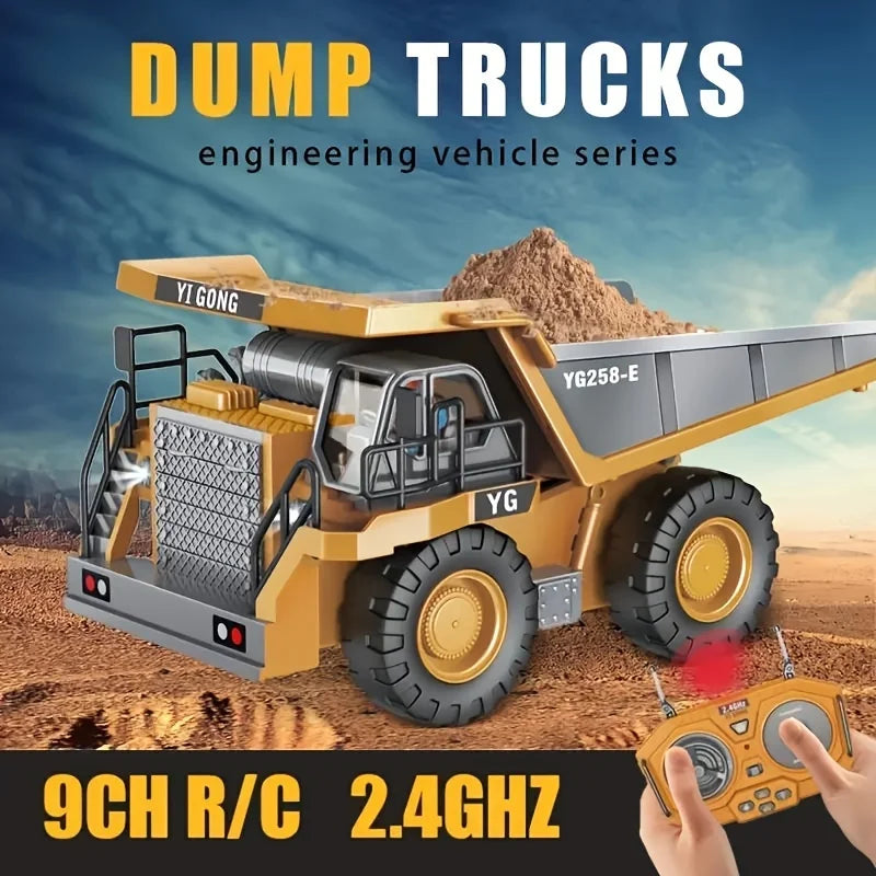 9CH RC engineering dump truck toy heavy-duty crane simulation car outdoor activity toy hybrid crane remote control car children'
