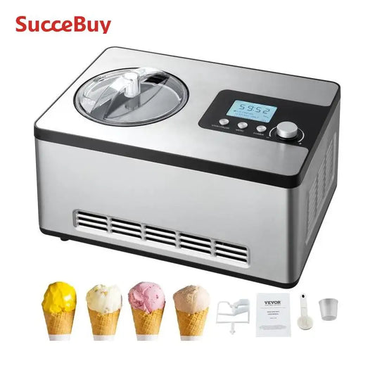 SucceBuy Automatic Ice Cream Maker with Built-in Compressor 2 Quart No Pre-freezing Fruit Yogurt Machine Electric Sorbet Maker