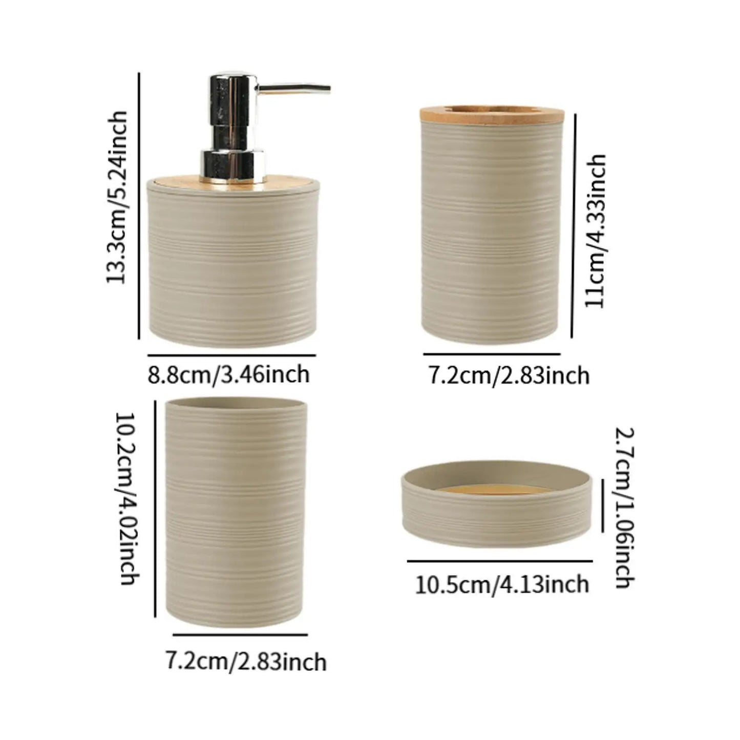 4pcs Bamboo Bathroom Supplies For Bathroom Washing Bathroom Storage Rack Toothbrush Holder Set Mouthwash Cup Vanity Bathroom