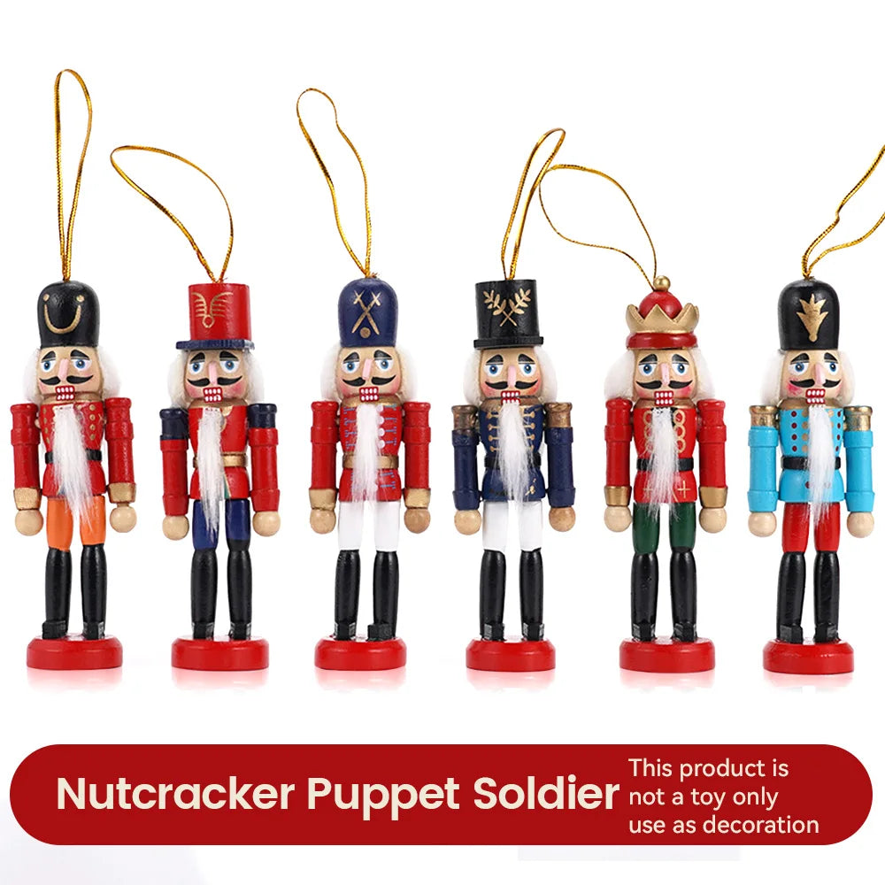 12cm Nutcracker Doll Walnut Soldier Puppet Set Suitable for Christmas Desktop Decoration Cartoon Walnuts Soldiers Band Dolls