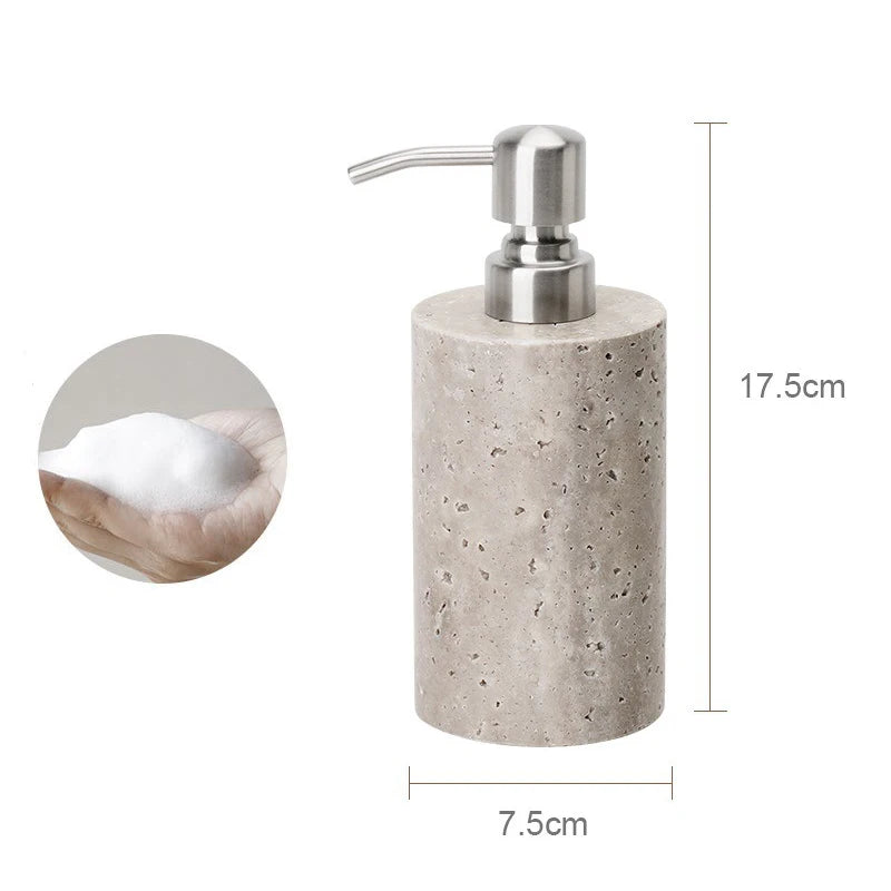 Travertino Grigio Bathroom Set Antique Natural Marble Soap Dispenser Reed Diffuser Soap Holder Tray Bathroom Accessories