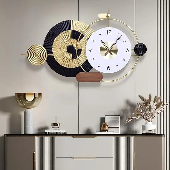 36x21 Inch Decorative Wall Clock Battery Operated Silent Non-Ticking, Modern Abstract Analog Clocks for Home & Office Decor