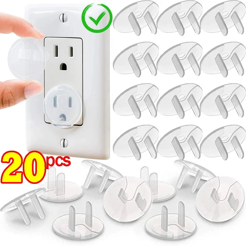 10/20PCS Childproof Outlet Covers – US Standard Baby Safety Plugs, Clear Electrical Socket Protectors for Home & Export