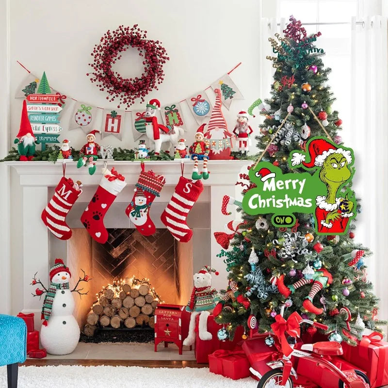 Holiday Whoville Door Hanger - Welcome Christmas Sign for Front Entry, Xmas Decorations Inspired by Dr Seuss Home & Party Decor