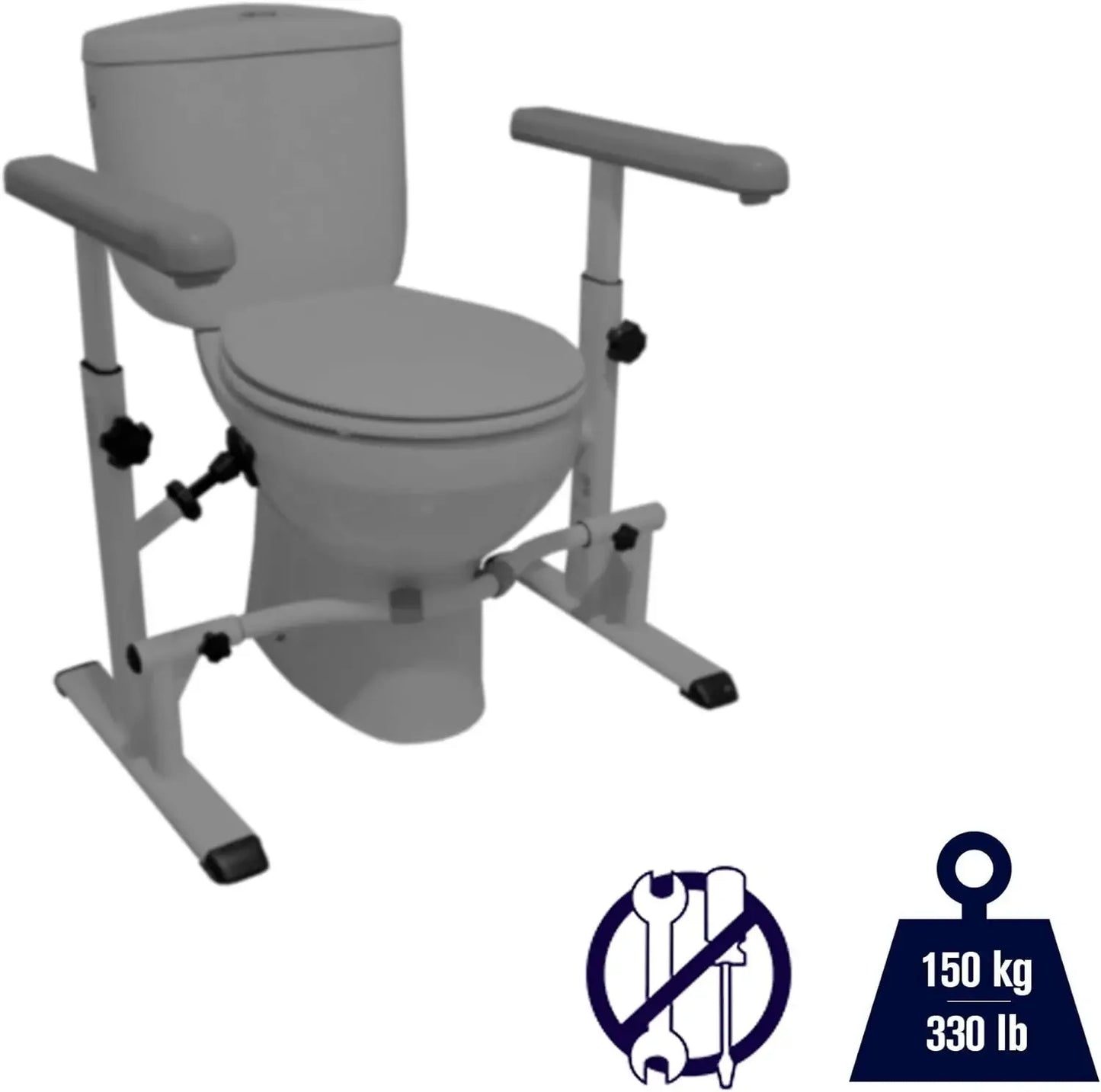 XMSJ.Toilet Safety Rails For Seniors (330 Lbs), Frame With Arms, Adjustable Height And Width, Grab Bars