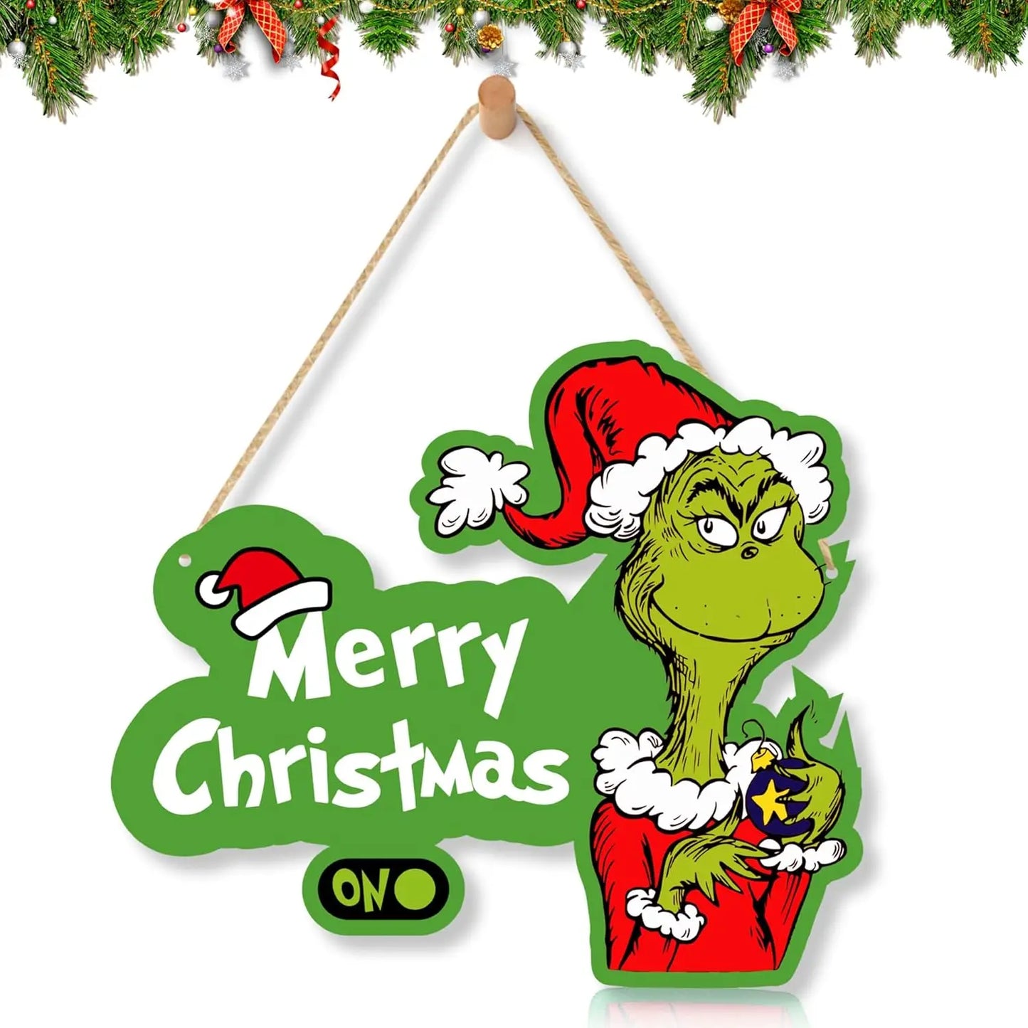 Holiday Whoville Door Hanger - Welcome Christmas Sign for Front Entry, Xmas Decorations Inspired by Dr Seuss Home & Party Decor