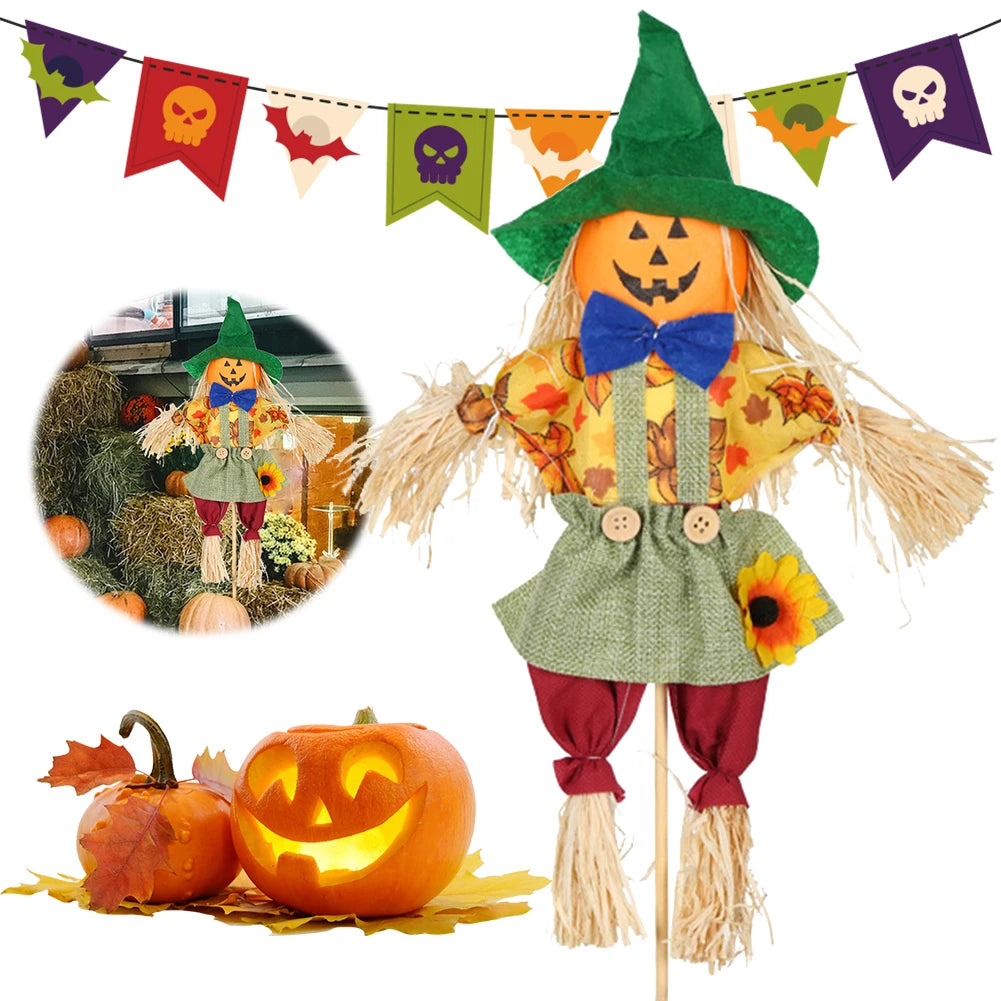 Small Fall Harvest Scarecrow Thanksgiving Scarecrow Rustic Outdoor Scarecrow Halloween Decor for Garden Yard Lawn Porch Sign
