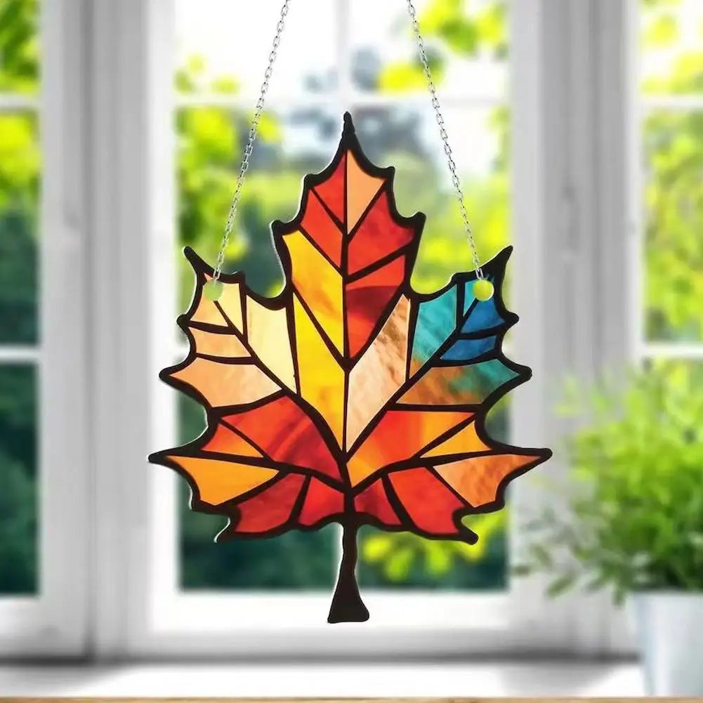 Thanksgiving Fall Wall Hanging Decor, Acrylic Maple Leaf Ornament Sign, Seasonal Home Decoration for Harvest Festival, Door Wall