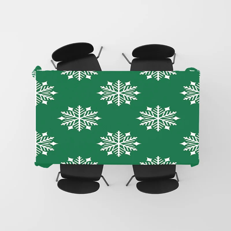 Green Snowflake Tablecloth Home Decoration for Christmas Party Holiday Xmas Dining Room Kitchen Decorations