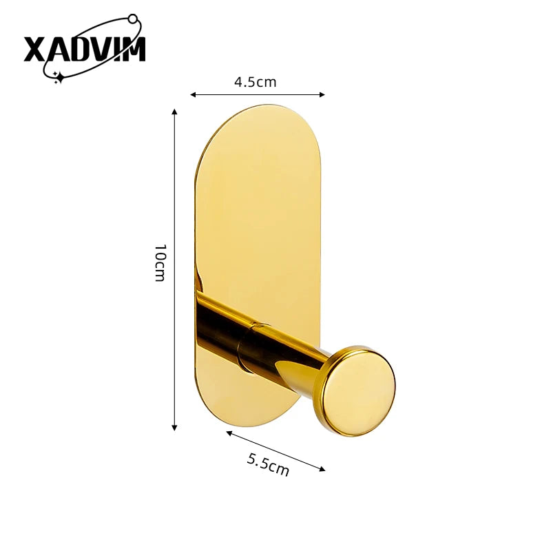 Silver Gold 304 Stainless Steel Towel Bar No Drilling Paper Holder Self-adhesive Towel Ring Robe Hook Bathroom Accessories Set