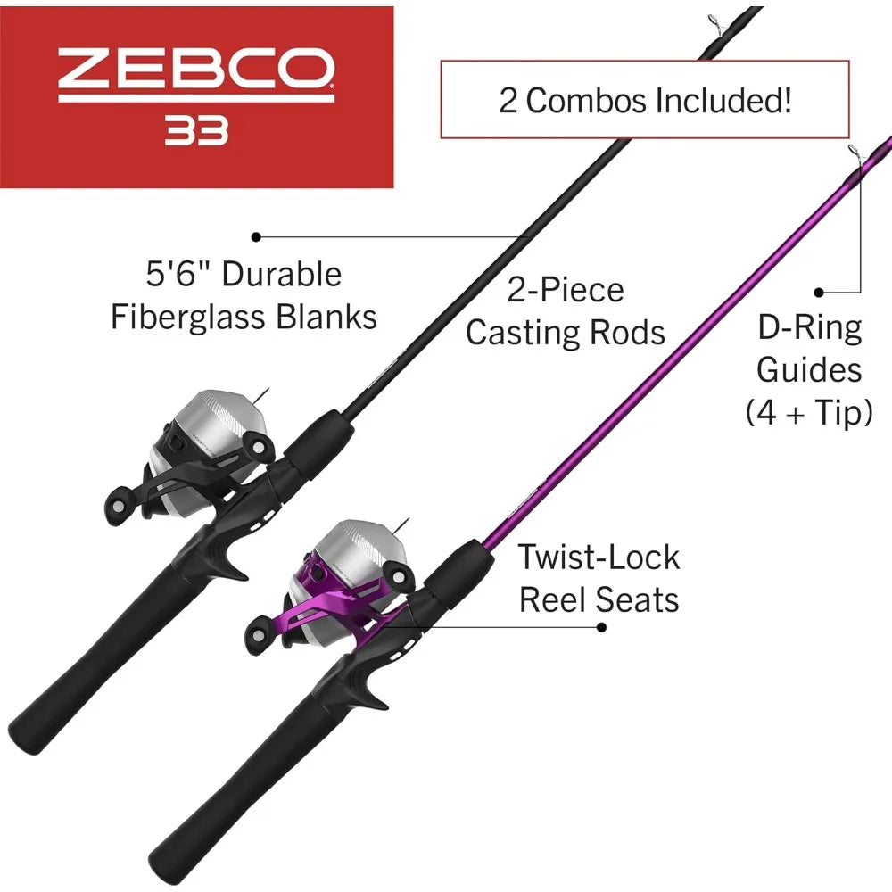 5-Foot 6-Inch Fiberglass Fishing Rod Combo with Anti-Reverse Spincast Reel